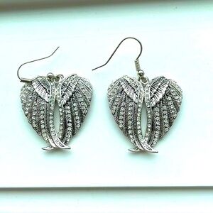 Angel wing heart earrings